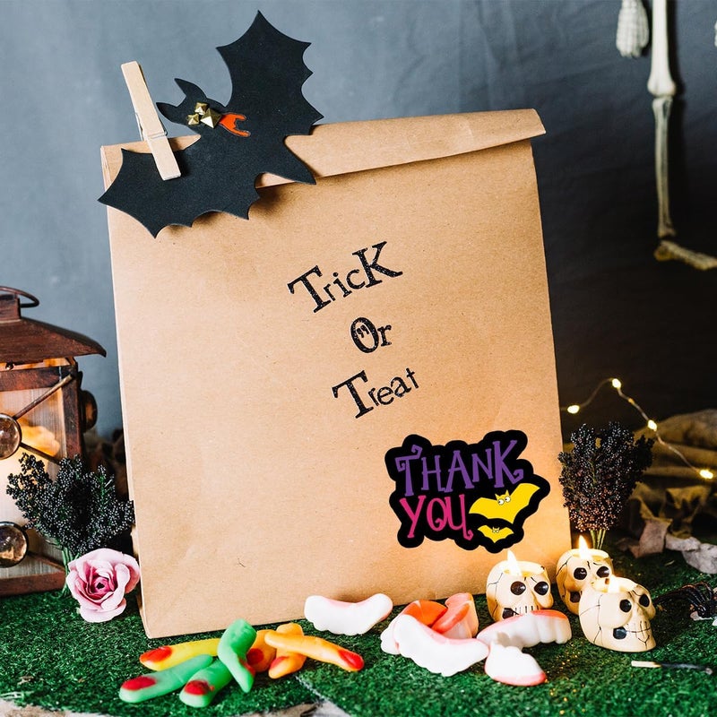 WUZYOU Halloween Business Stickers, Thanks You Labels for Online Stores Retail Shops and Small Businesses, Spooky Bat Design Perfect for Packages and Gift Wrapping, 200 PCS - Image 3